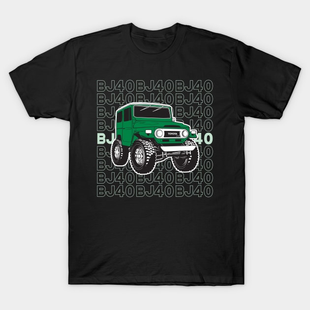 BJ40 Stacked in Green T-Shirt by Bulloch Speed Shop